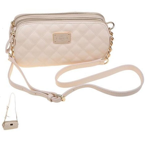 IN's Handbags - Double compartment diamond Quilted crossbody bag